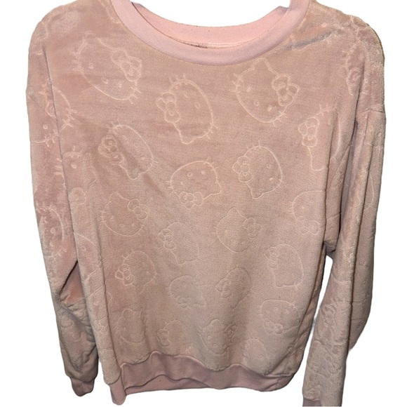 Hello Kitty Women’s Fuzzy Pastel Pink Long Sleeve Sweater Comfy Cozy Cute - Picture 1 of 11